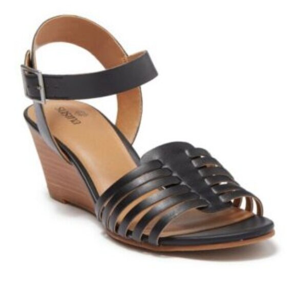 SUSINA Terra Wedge Sandal BLACK 9M - Picture 1 of 10